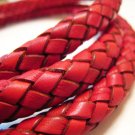 1 Yard of 9mm Red Round Braided Bolo Leather Cord