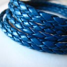 1 Yard of 3mm Blue Round Braided Bolo Leather Cord