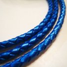 1 Yard of 4mm Blue Round Metallic Braided Bolo Leather Cord