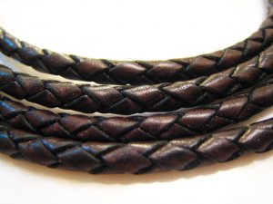 1 Yard of 4mm Dark Brown Round Braided Bolo Leather Cord