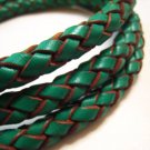 1 Yard of 8mm Green Round Braided Bolo Leather Cord