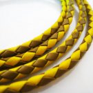 1 Yard of 4mm Yellow and Brown Round Braided Bolo Leather Cord