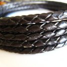 1 Yard of 4mm Dark Brown Round Braided Bolo Leather Cord