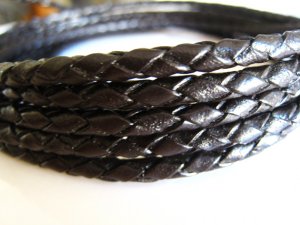 1 Yard of 4mm Dark Brown Round Braided Bolo Leather Cord