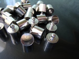 Finding - 6 pcs Silver Leather Cord Ends Cap with Loop For Round Leathers 14mm x 10mm