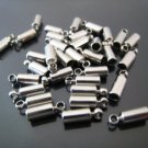 Finding - 10 pcs Silver Round Tone Cord End Buckle Cap with Loop for Leathers 9.5mm x 3mm