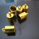 Finding - 6 pcs Gold Leather Cord Ends Cap with Loop For Round Leathers 12mm x 8mm