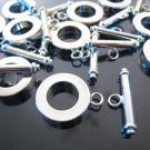 Finding - 2 Pairs of Silver Round Buckle Ring 15mm x 19mm and Bar 20mm