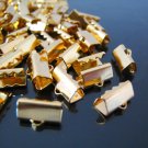 Finding - 20 pcs Gold Plated Smooth Finish Tone Clamp Fold Over End Crimps