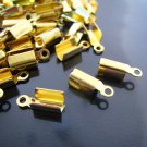 Finding - 20 pcs Gold Plated Smooth Finish Leathers Crimps Tone Fold Over Cord Ends
