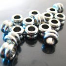 Finding - 10 pcs Silver Round Spacers Beads with Large Hole ( 6.5mm x 5mm )