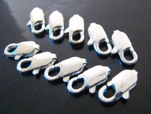 Finding - 10 pcs Silver Mini Lobster Claw Clasp Closure Buckle 12mm x 5mm