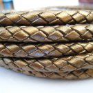 1 Yard of 6mm Metallic Gold Round Braided Bolo Leather Cord