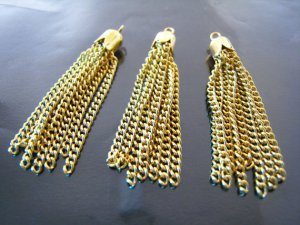 Finding - 4 pcs of Gold Plated Tassel Charms ( 44mm in length )