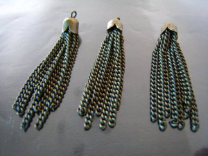 Finding - 4 pcs of Antique Brass Plated Tassel Charms ( 44mm in length )