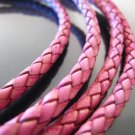 1 Yard of 5mm Antique Pink Round Braided Bolo Genuine Leather Cord