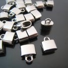 Finding - 6 pcs Silver Leather Cord Ends Small Cap For Round or Flat Leathers