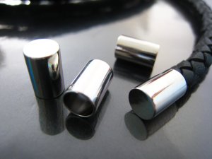 Finding - 6 pcs Silver Flat Head Round Tone Cord End Cap