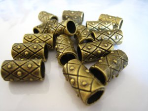 4 pcs Antique Brass Round Cylinder Tubes for Leather Making 22mm x 9mm ( inside 7mm Diameter )