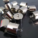 6 pcs Silver Leather Cord Ends Cap with Loop For Round Leathers 12.5mm x 11mm