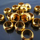 6 pcs Gold Round Ball Spacers Beads with Large Hole 13.5mm x 7mm
