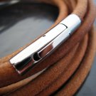 1 Set of Silver Open Round Stainless Steel Buckle End Clasp Connector 28.5mm x 6.5mm