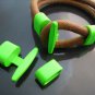 1 Set Neon Green Metal T-Bar Hook Loop Clasp Buckle Toggle End Cap