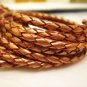 1 Yard of 3mm Metallic Champange Gold Round Braided Bolo Genuine Leather Cord
