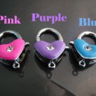 1 pc of Purple Pink or Blue Heart Shape with Crystal Padlock