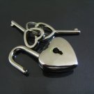 1 pc of Silver Heart Shape with Crystal Padlock