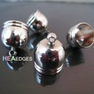 4 pcs Silver Dome Round Large Tone Cord End Buckle Cap (Inside 12mm)