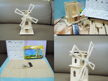 Solar Energy DIY wooden 3D puzzle Windmill