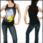 Black Fashion Print Round Neck Tank Top SMALL - MEDIUM - LARGE
