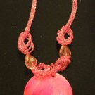 Pink Stringed Necklace and Earring Set with Pendant