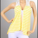 Plus Yellow Striped Sleeveless Blouse - 1XL, 2XL, 3XL