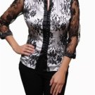 White Blouse Lace Sleeves and Overlay SMALL, MEDIUM, LARGE