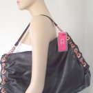 Black Large Handbag with Copper Tone Embroidery
