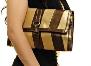 Brown Striped Hand Purse
