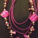 Pink Beaded Necklace with Various Stringed Beads Set