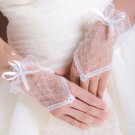 White Wrist Length Lace Embroidered Bridal Gloves