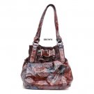 Brown Faux suede and Faux leather handbag