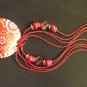Burgundy Multi-Strand Beaded Necklace with Pendant