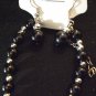 Black Single String Beaded Necklace with Earring Set