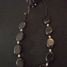Black and Silver Beaded Necklace with Earrings
