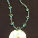 Blue and Green Multi Layer Necklace with Abstract Print