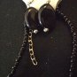 Black and Silver Beaded Necklace with Earrings