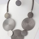 Hematite Textured metal plate necklace