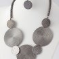 Hematite Textured metal plate necklace