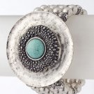 Textured metal stone beaded bracelet