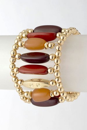 Brown Beaded stretchable bracelet